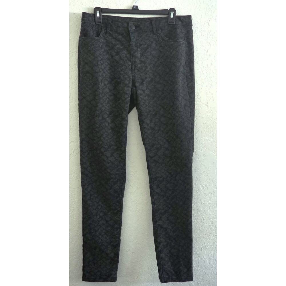 Jeans-Simply Vera-Vera Wang-Skinny Legs-Dark Black Green Pattern-Size 10
